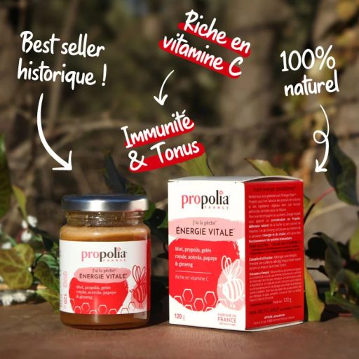 Propolia® Énergie Vitale®  – Méz, Propolisz, Méhpempő, Acerola, Ginzeng, Papaya keverék (120 g)